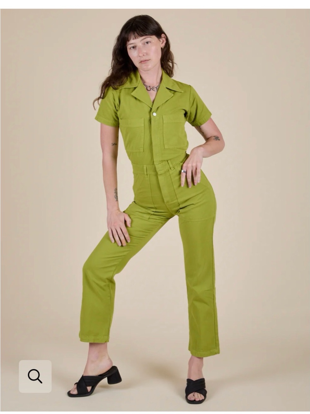 Classic Olive Green Short-Sleeve Jumpsuit
